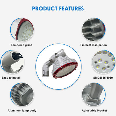 30W 40W 50W IP65 مضاد للماء والانفجار ضوء الخليج العالي مع كفاءة 100-110lm / w للمناطق الخطرة