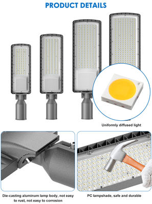 ضوء طريق LED عالي السطوع AC85-265V 3000K إلى 6500K للطرق السريعة وشوارع المدينة ومواقف السيارات