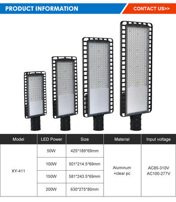 كفاءة الطاقة IP66 مضاد للماء مصباح الشارع LED مع 50W-200W واط لضوء الطرق السريعة في الهواء الطلق