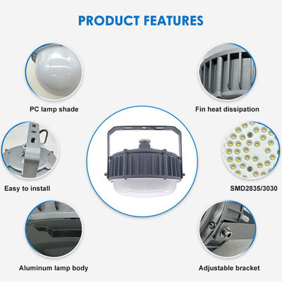 مصباح خليج عالي مقاوم للماء IP65 بقدرة 50 واط 100 واط 150 واط ضوء LED مضاد للانفجار مع ألومنيوم + زجاج مقسى