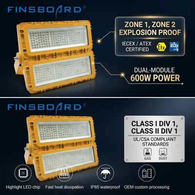 600W مقاومة للانفجار LED ضوء الفيضانات IECEx البحرية البحرية 72000lm IP67