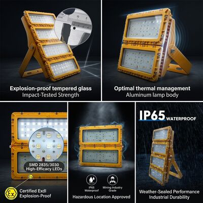 50000H طول العمر 300W LED ضوء فيضان مضاد للانفجار 30 60 90 شعاع LUMILEDS LM-80 ATEX IIb T6 IP65 مصباح خطير