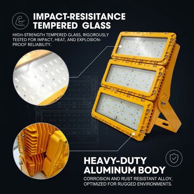 50000H طول العمر 300W LED ضوء فيضان مضاد للانفجار 30 60 90 شعاع LUMILEDS LM-80 ATEX IIb T6 IP65 مصباح خطير