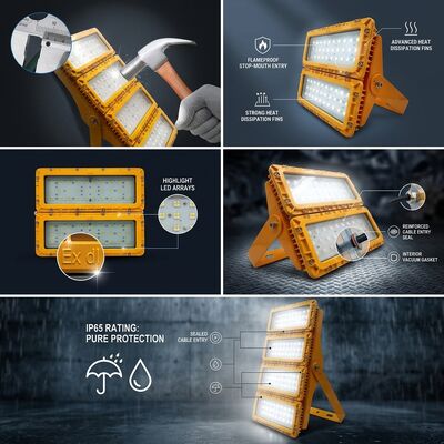 ضوء الفيضانات الضوئي المدمج المقاوم للنيران 600W LED مضاء ضد الانفجار LUMILEDS LM-80 ATEX IIb T6 IP65 425X485X165mm مصباح خطير