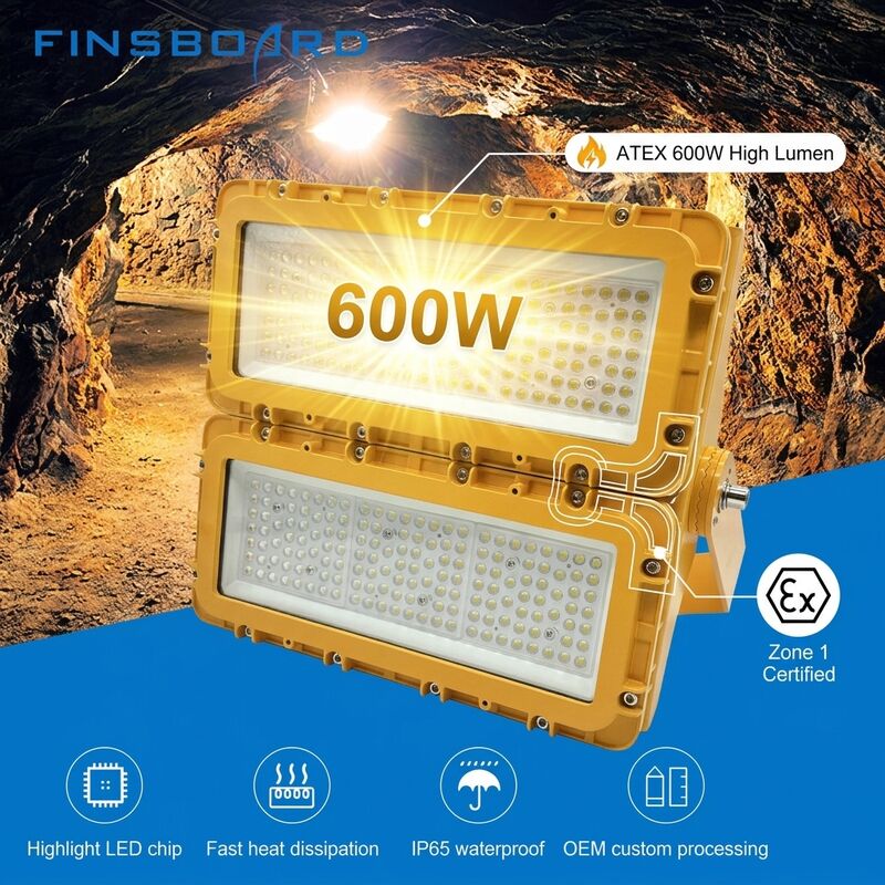 600W LED ضوء الفيضانات مضاد للانفجار ATEX IIB T6 IP65 RFEPL8280 60° شعاع مضاء