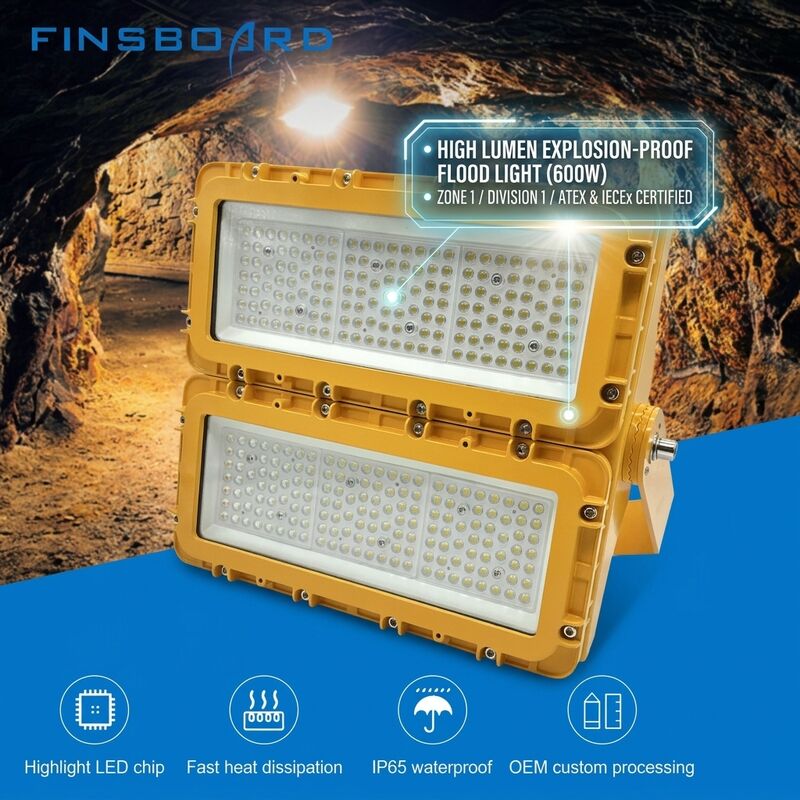 كشاف ضوء LED مقاوم للانفجار 300 وات، 36000 لومن IP67، خالي من النحاس، مقاوم لرش الملح