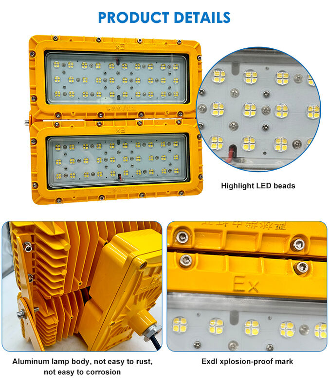 300W ضوء LED مضاد للانفجارات الطوارئ بطارية احتياطية 120min ATEX Egress Safety IP66 المسالك المسالك الألومنيوم ADC12
